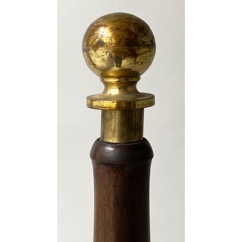 221 - LIBRARY STEPS, George III style mahogany, with four spiral gilt tooled leather treads and pole, 155c... 