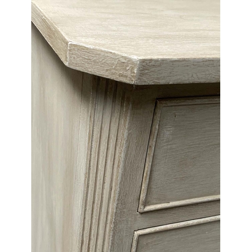 226 - LOW CHEST, George III design grey painted with nine drawers, 152cm x 49cm x 74cm H.