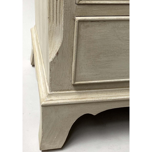 226 - LOW CHEST, George III design grey painted with nine drawers, 152cm x 49cm x 74cm H.