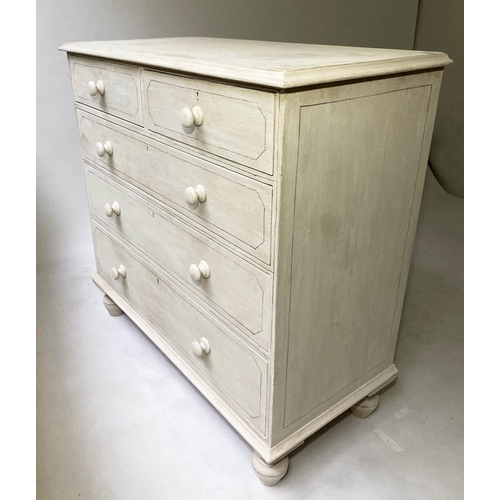 219 - VICTORIAN PAINTED CHEST, grey painted and lined with two short and three long drawers, 108cm H x 53c... 
