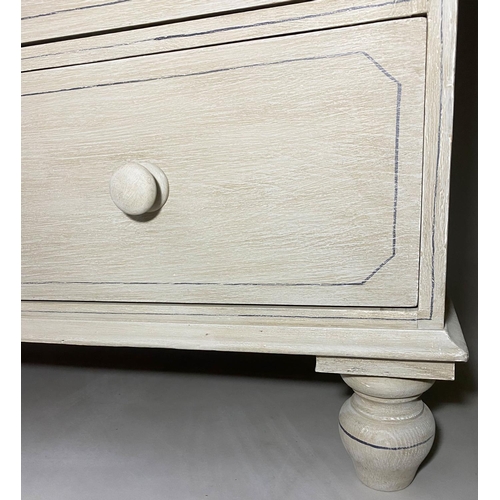 219 - VICTORIAN PAINTED CHEST, grey painted and lined with two short and three long drawers, 108cm H x 53c... 