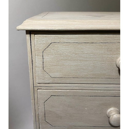 219 - VICTORIAN PAINTED CHEST, grey painted and lined with two short and three long drawers, 108cm H x 53c... 