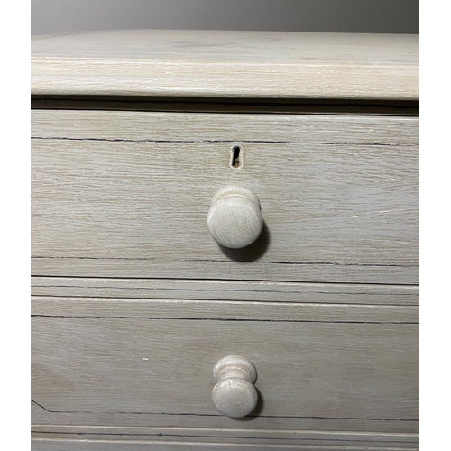 219 - VICTORIAN PAINTED CHEST, grey painted and lined with two short and three long drawers, 108cm H x 53c... 