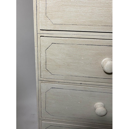 219 - VICTORIAN PAINTED CHEST, grey painted and lined with two short and three long drawers, 108cm H x 53c... 