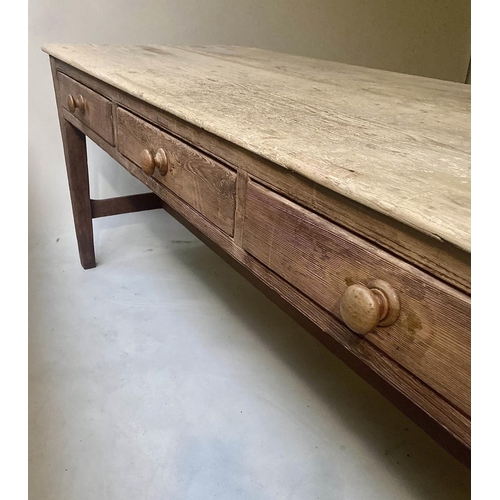 215 - FARMHOUSE TABLE, 200cm x 75cm x 75cm H, 19th century English Country House style, planked pine with ... 