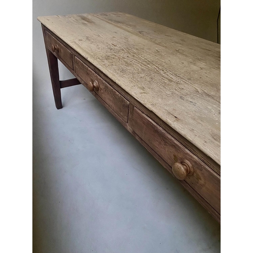 215 - FARMHOUSE TABLE, 200cm x 75cm x 75cm H, 19th century English Country House style, planked pine with ... 