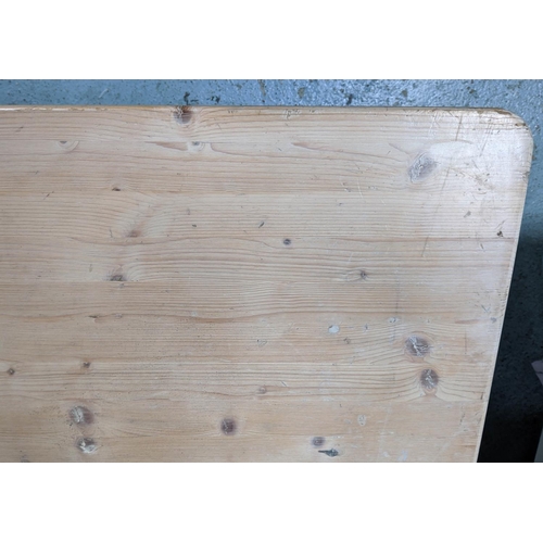 463 - FARMHOUSE DINING TABLE, 198 x 99cm x 78cm, pine top on grey painted base.