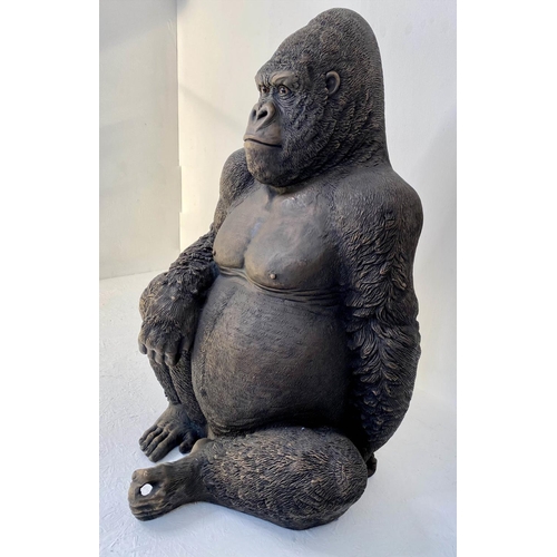 492 - SCULPTURAL STUDY OF A GORILLA, faux bronze, 114cm x 85cm x 69cm.