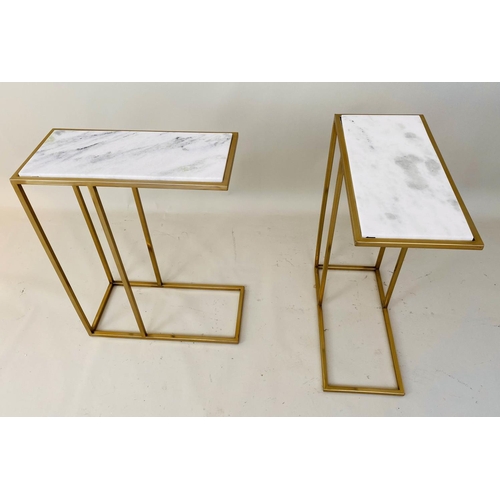 496 - MARTINI TABLES, a pair, marble inserts, 60cm x 46cm x 22cm. (2)