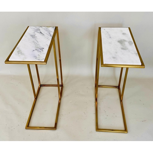 496 - MARTINI TABLES, a pair, marble inserts, 60cm x 46cm x 22cm. (2)