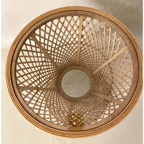 461 - MARTINI TABLE, 59cm x 48cm, 1970's Italian style rattan, glass top.