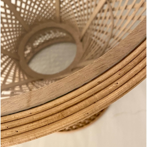 461 - MARTINI TABLE, 59cm x 48cm, 1970's Italian style rattan, glass top.