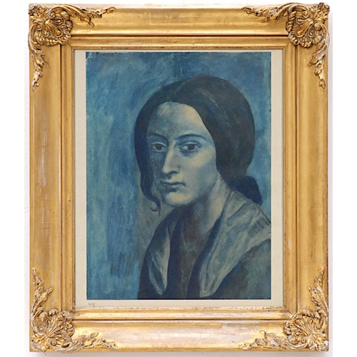 104 - PABLO PICASSO 'Femme à la Meche', pochoir on Rives paper, signed in the plate, printed by Jacomet, h... 