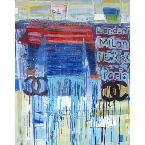 110 - GINETTE FIANDACA 'Milan, London, New York, Paris', 2021, mixed media on canvas, signed, titled and d... 