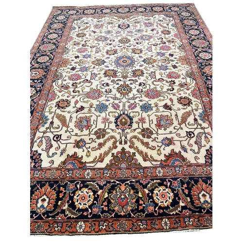 12 - ANTIQUE PERSIAN TABRIZ CARPET 329cm x 237cm