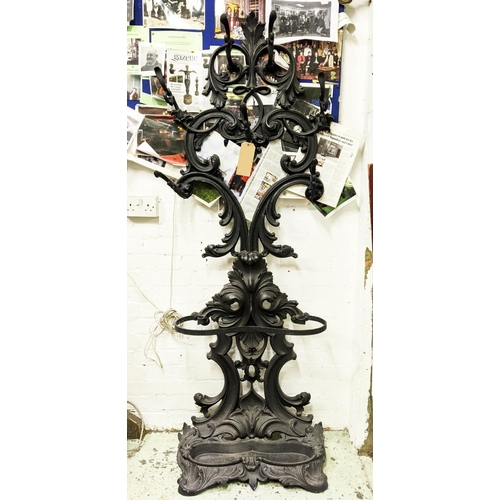 284 - HALL STAND, 192cm H x 68cm W x 32cm D, Victorian design cast iron.