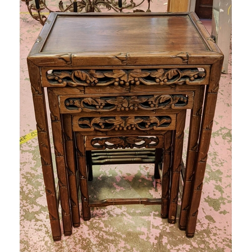 288 - QUARTETTO TABLES, largest 36cm D x 44cm W x 72cm H, a nest of four, late 19th century Chinese padouk... 