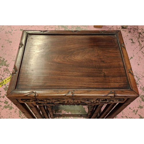 288 - QUARTETTO TABLES, largest 36cm D x 44cm W x 72cm H, a nest of four, late 19th century Chinese padouk... 