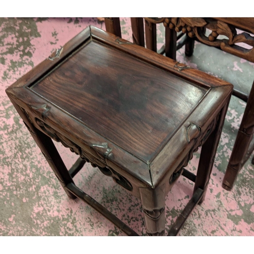 288 - QUARTETTO TABLES, largest 36cm D x 44cm W x 72cm H, a nest of four, late 19th century Chinese padouk... 