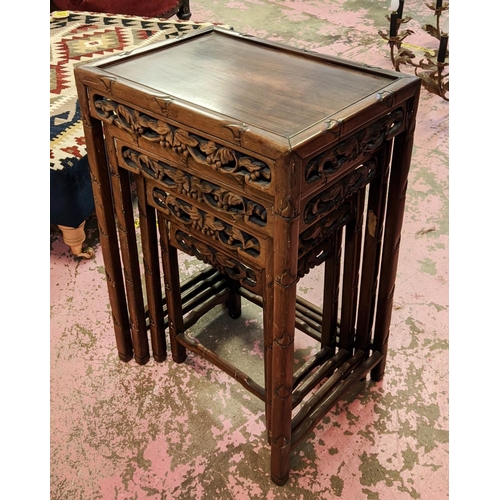 288 - QUARTETTO TABLES, largest 36cm D x 44cm W x 72cm H, a nest of four, late 19th century Chinese padouk... 