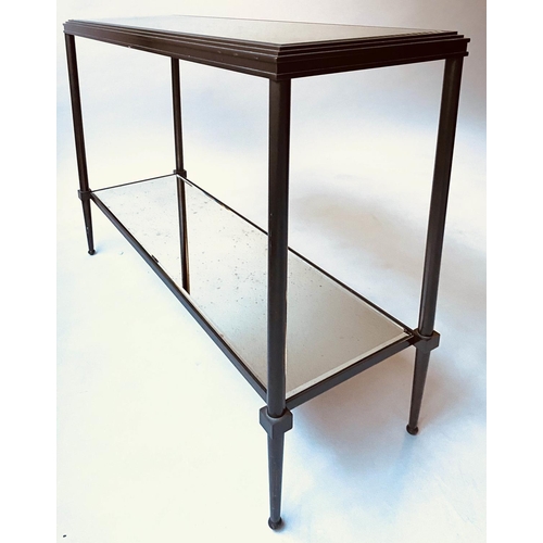 363 - CONSOLE TABLE, Art Deco style, bronze two tier glass 82cm W x 76cm H x 26cm D