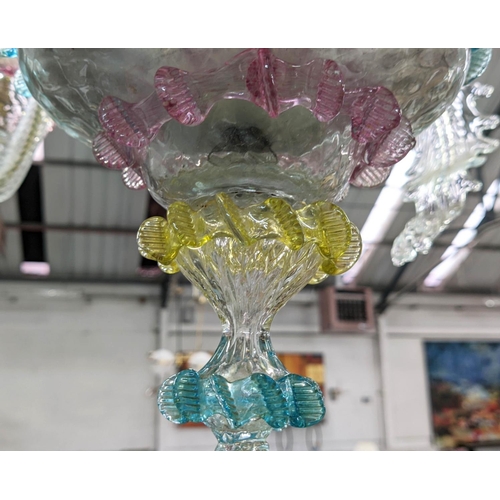 388 - MURANO GLASS CHANDELIER, 74cm drop, six branch.