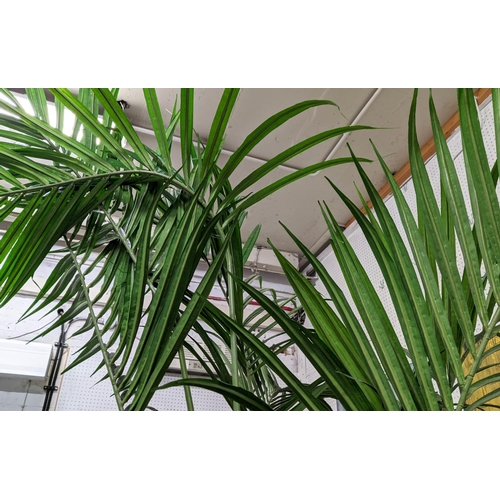 397 - FAUX BUTTERFLY PALM TREE, 280cm H, potted.