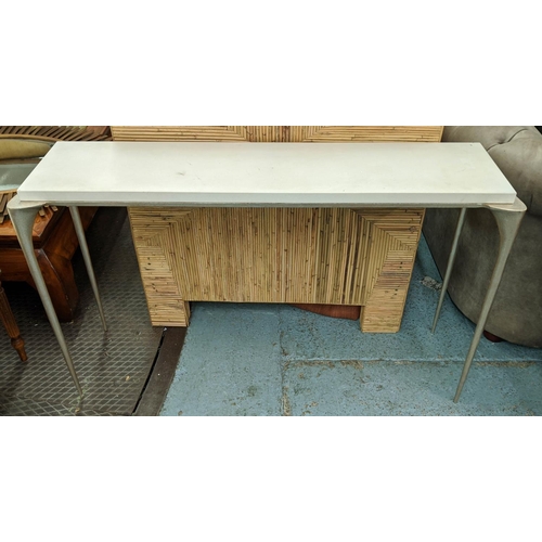 400 - CONSOLE TABLE, 122cm x 34cm x 74cm, contemporary design, stone top.