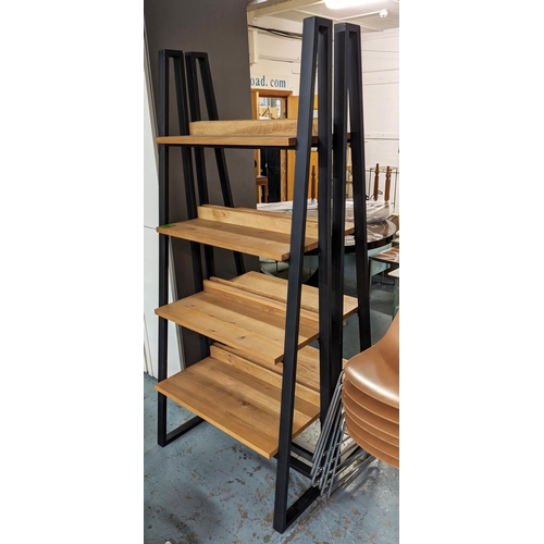 454 - OPEN BOOKSHELVES, a pair, 90cm x 39cm, 1960s Danish inspired design. (2)
