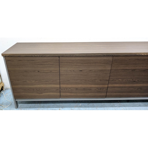 498 - CALIGARIS FACTORY SIDEBOARD BY DESIGN LAB, 246cm x 52cm x 80cm. (marks to top)