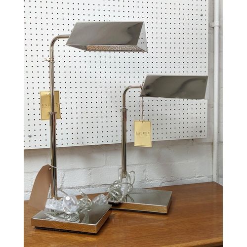 546 - RALPH LAUREN DESK LAMPS, a pair, 62cm at tallest height, adjustable design. (2)