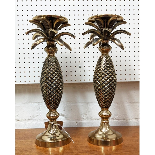 547 - PINEAPPLE DESIGN CANDLESTICKS, a pair, 42cm H (2)