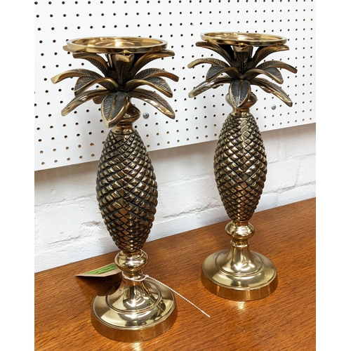 547 - PINEAPPLE DESIGN CANDLESTICKS, a pair, 42cm H (2)