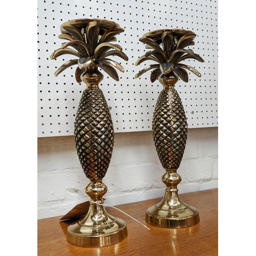 547 - PINEAPPLE DESIGN CANDLESTICKS, a pair, 42cm H (2)