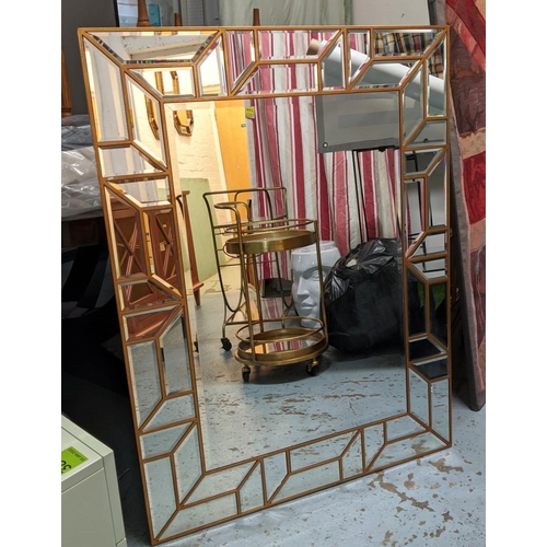 549 - WALL MIRROR, 118cm x 89cm, gilt and segmented mirrored frame.