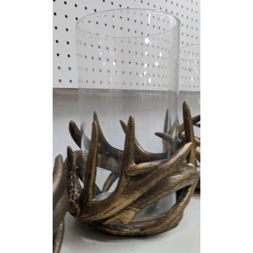 550 - TABLE CENTRE PIECES, a set of four, 21cm H, faux antler design, glass inserts. (4)