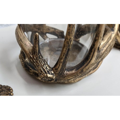 550 - TABLE CENTRE PIECES, a set of four, 21cm H, faux antler design, glass inserts. (4)