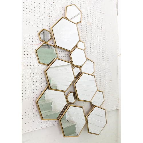 542 - BUBBLE WALL MIRRORS, a pair, 118cm x 62cm, Contemporary hexagonal bubble design. (2)