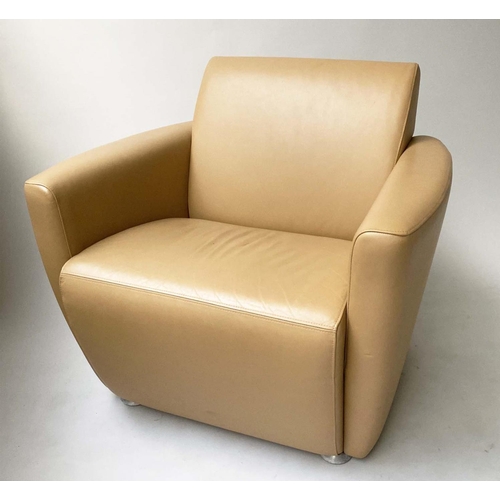 435 - DAVISON HIGHLEY CLUB ARMCHAIRS, a pair, 81cm W, in safari brown leather. (2)