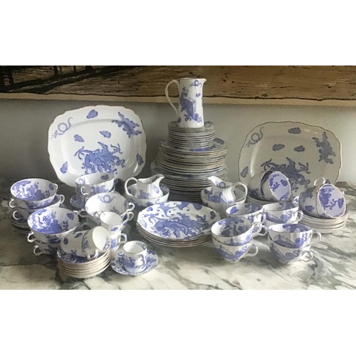 182 - DINNER SERVICE, English, fine bone China, Royal Worcester, Blue Dragon pattern, 12 place, 5 piece, a... 