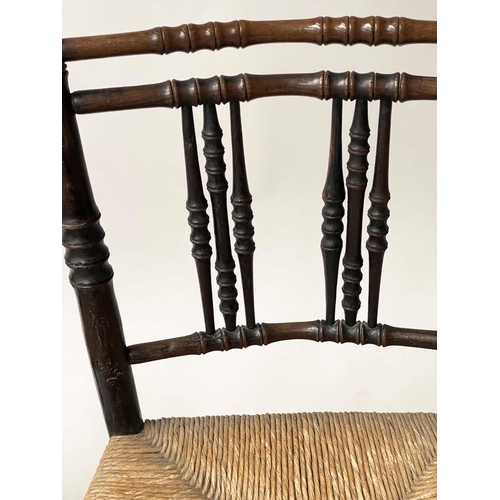 184 - REGENCY SIDE CHAIRS, a pair, early 19th century English ash and elm with rush seats. (2)