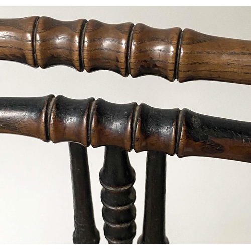 184 - REGENCY SIDE CHAIRS, a pair, early 19th century English ash and elm with rush seats. (2)