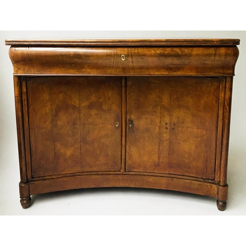 185 - BIEDERMEIER SIDE CABINET, 113cm W x 58cm D x 90cm H, early 19th century figured walnut, with shaped ... 
