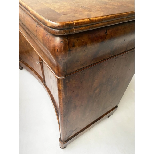185 - BIEDERMEIER SIDE CABINET, 113cm W x 58cm D x 90cm H, early 19th century figured walnut, with shaped ... 