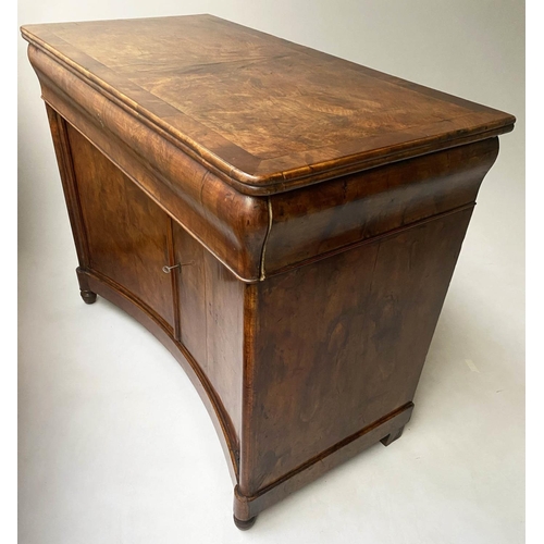 185 - BIEDERMEIER SIDE CABINET, 113cm W x 58cm D x 90cm H, early 19th century figured walnut, with shaped ... 