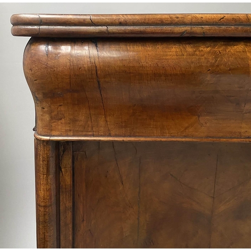 185 - BIEDERMEIER SIDE CABINET, 113cm W x 58cm D x 90cm H, early 19th century figured walnut, with shaped ... 