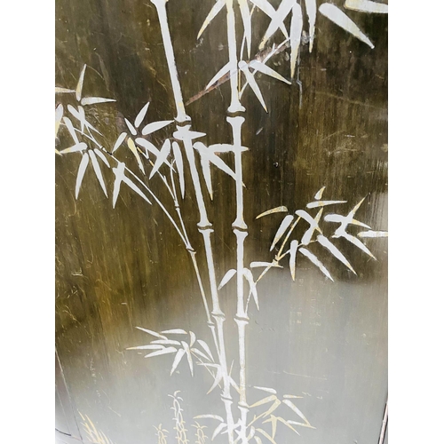 187 - CHINESE COCKTAIL CABINET, early 20th century Chinese export, lacquer and silver metal bamboo tree in... 