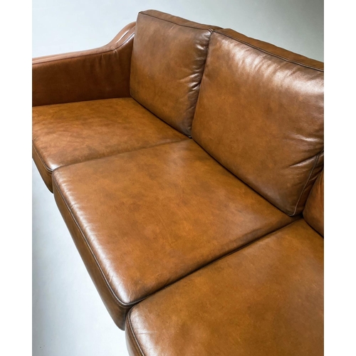 192 - DANISH SOFA, 1970's, mid brown leather three seater, 185cm W.