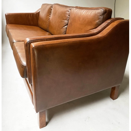 192 - DANISH SOFA, 1970's, mid brown leather three seater, 185cm W.