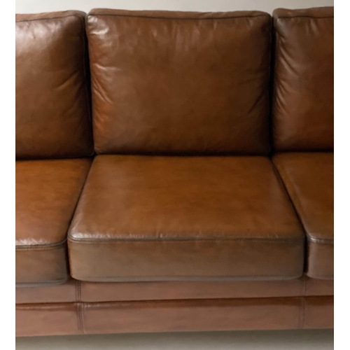192 - DANISH SOFA, 1970's, mid brown leather three seater, 185cm W.